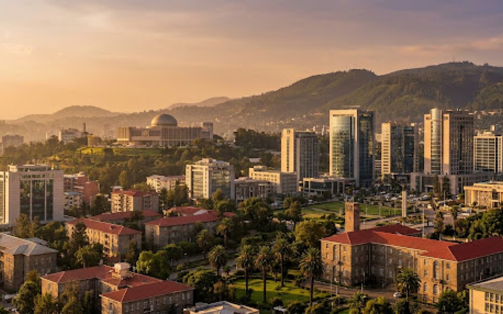 Addis Ababa skyline at golden hour